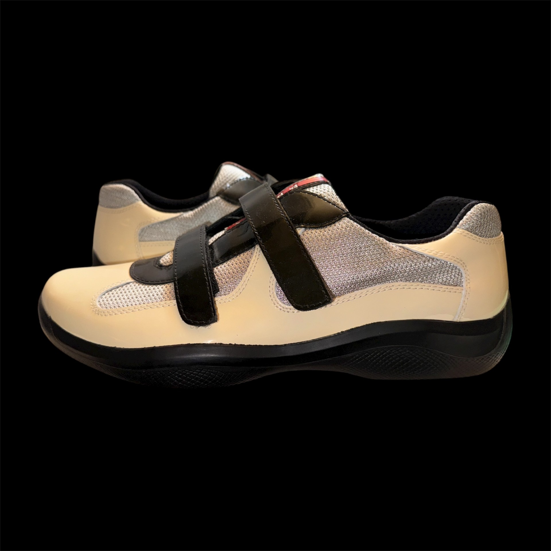 Prada Americas Cup Patent Leather Velcro Strap Sneakers