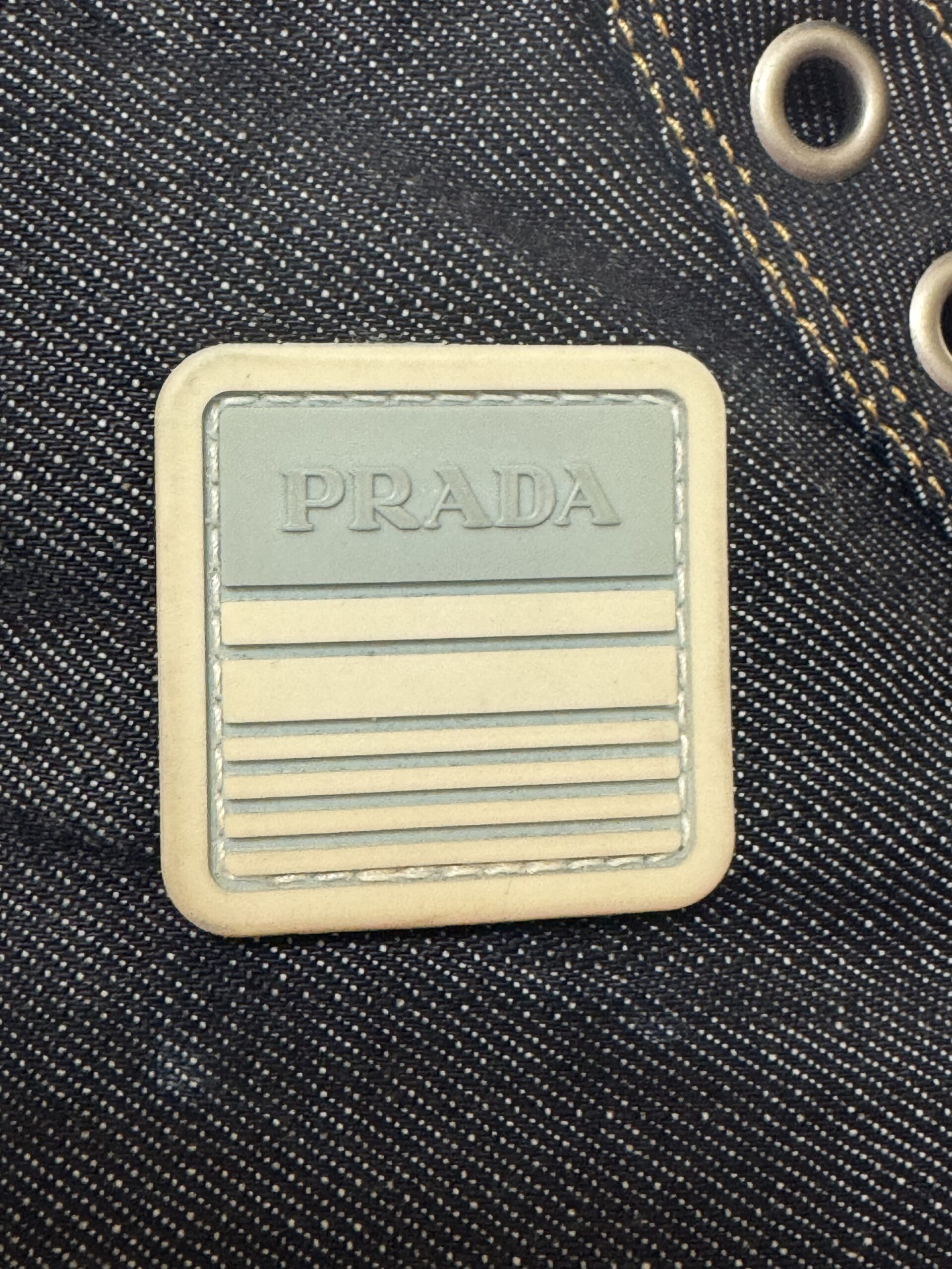 PRADA Denim High Top Sneakers (4T 3218 8.5) Men's US size 9.5/10 (canvas) - Image 9