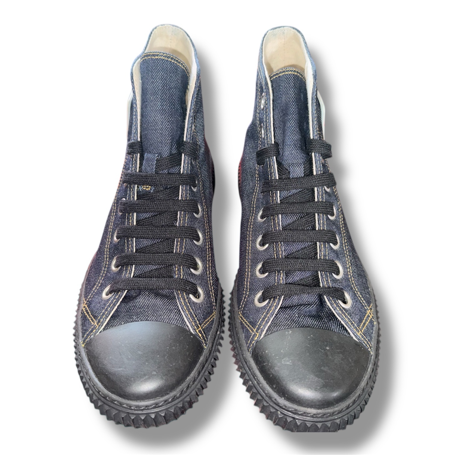 PRADA Denim High Top Sneakers (4T 3218 8.5) Men's US size 9.5/10 (canvas) - Image 5