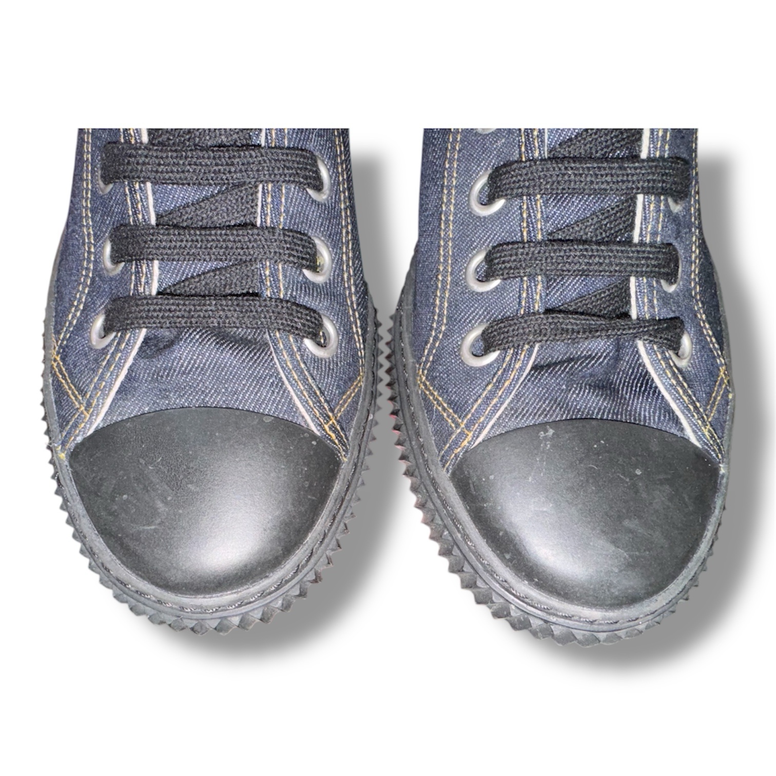 PRADA Denim High Top Sneakers (4T 3218 8.5) Men's US size 9.5/10 (canvas) - Image 7