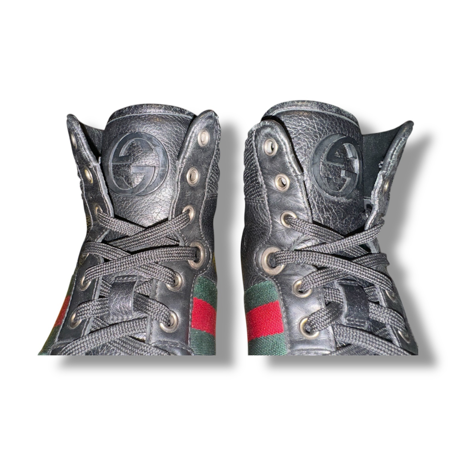 GUCCI Men's Leather Hi Top Sneakers (221825 6 G) Men's US Size 7 Black - Image 6