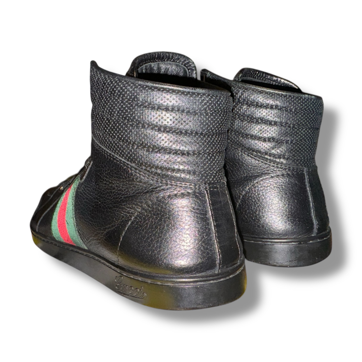 GUCCI Men's Leather Hi Top Sneakers (221825 6 G) Men's US Size 7 Black - Image 10
