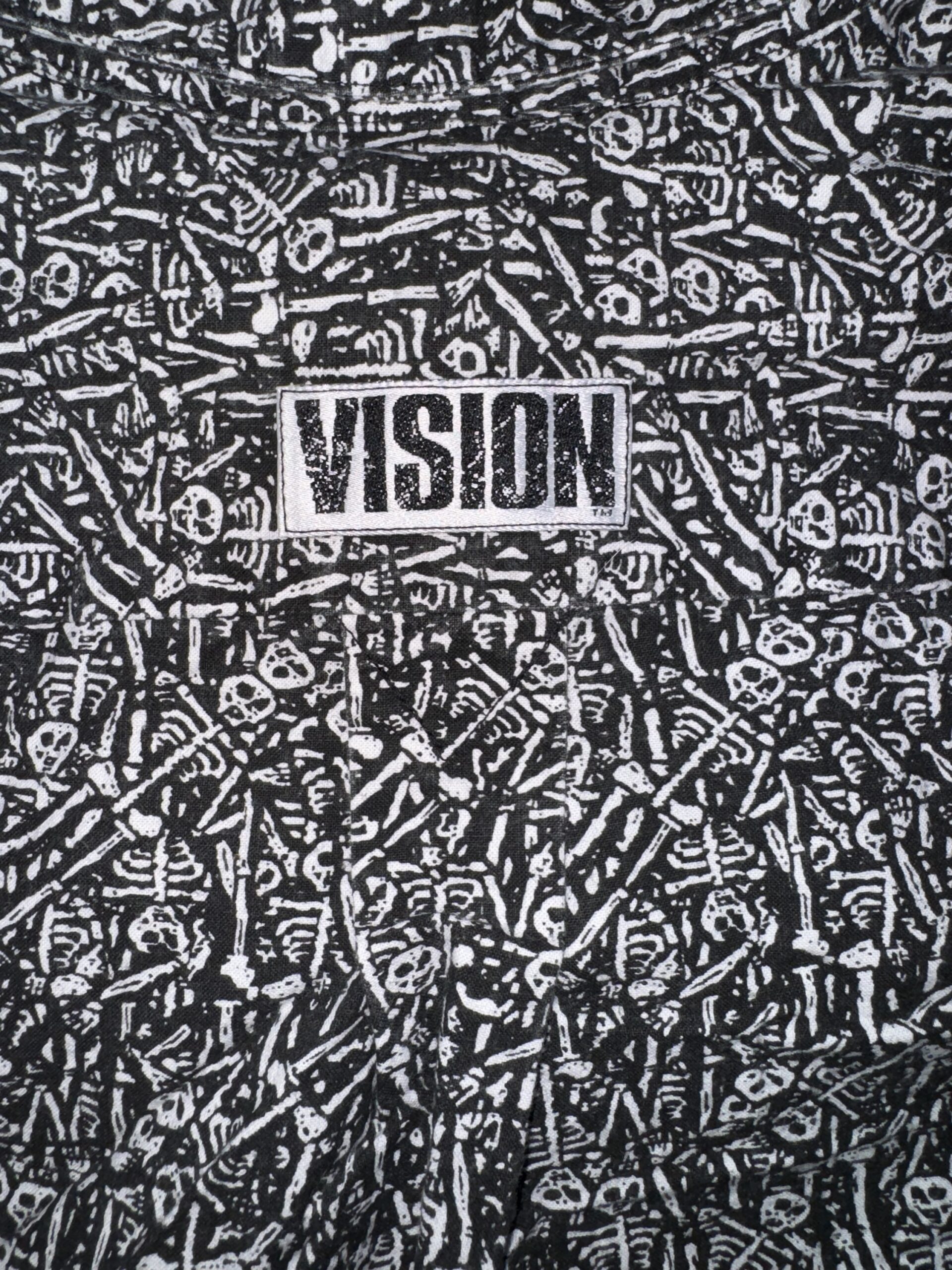 Vintage Vision Street Wear Skeleton Button Up Shirt Men's Size Large USA - Image 9