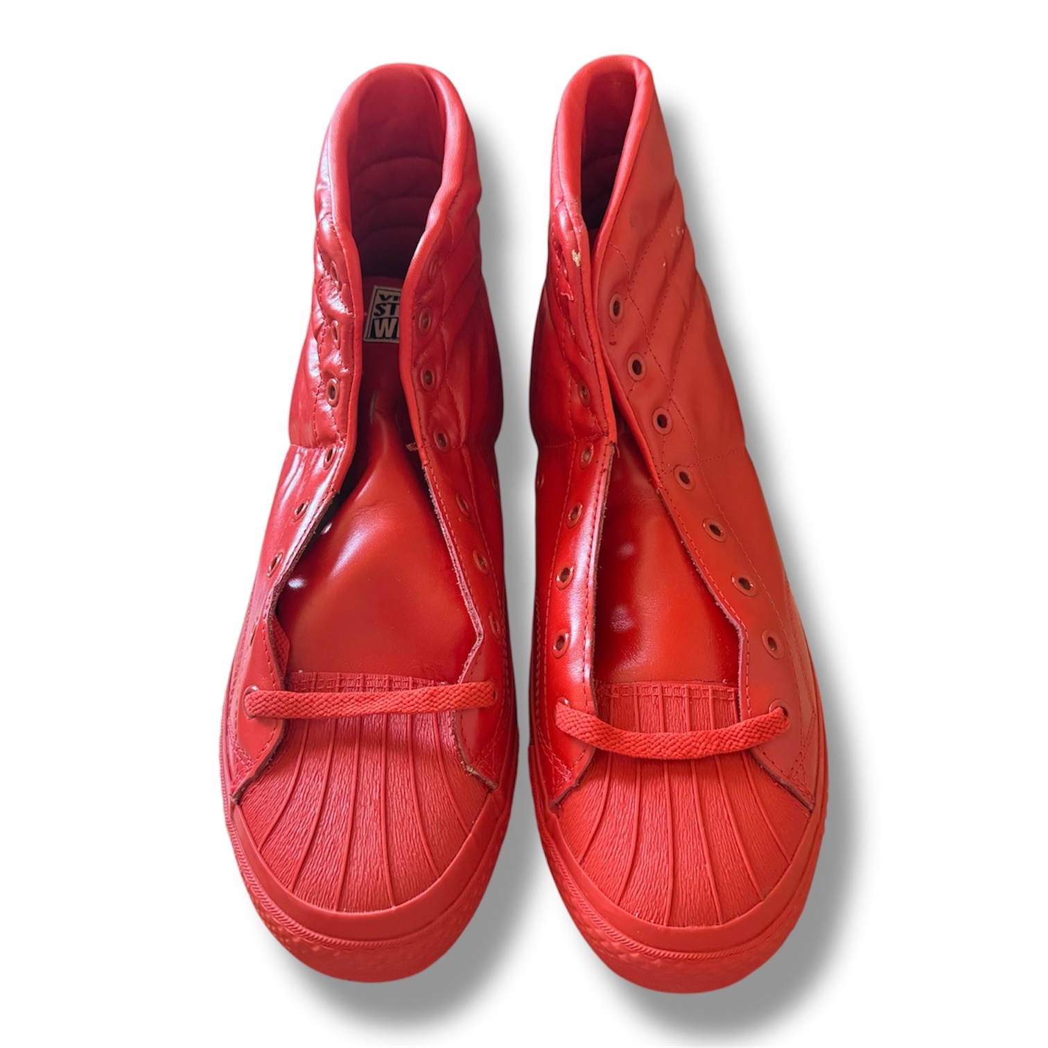 Vintage Vision Street Wear High Top Sneakers Red Leather DS Made In Korea Sz 12 - Image 6