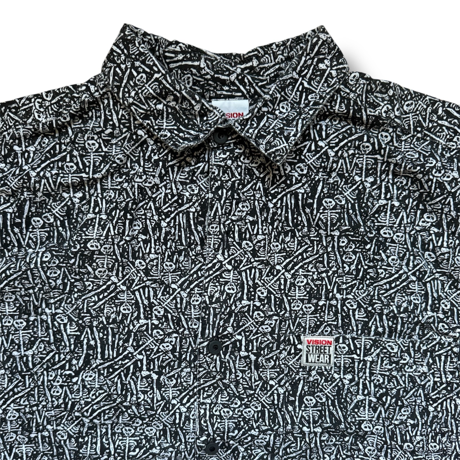 Vintage Vision Street Wear Skeleton Button Up Shirt Men's Size Large USA - Image 2