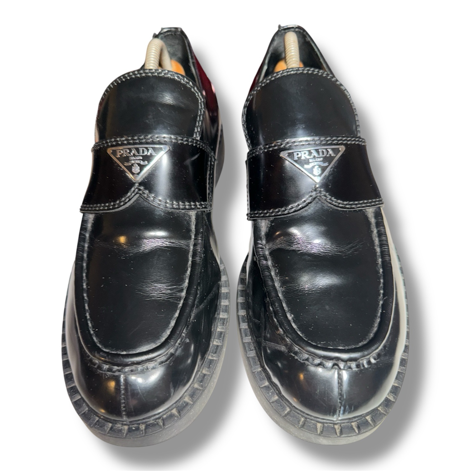 Prada 2DE127 Loafers Black Leather Men’s Size 44 EU / US 11 Made in Italy - Image 2
