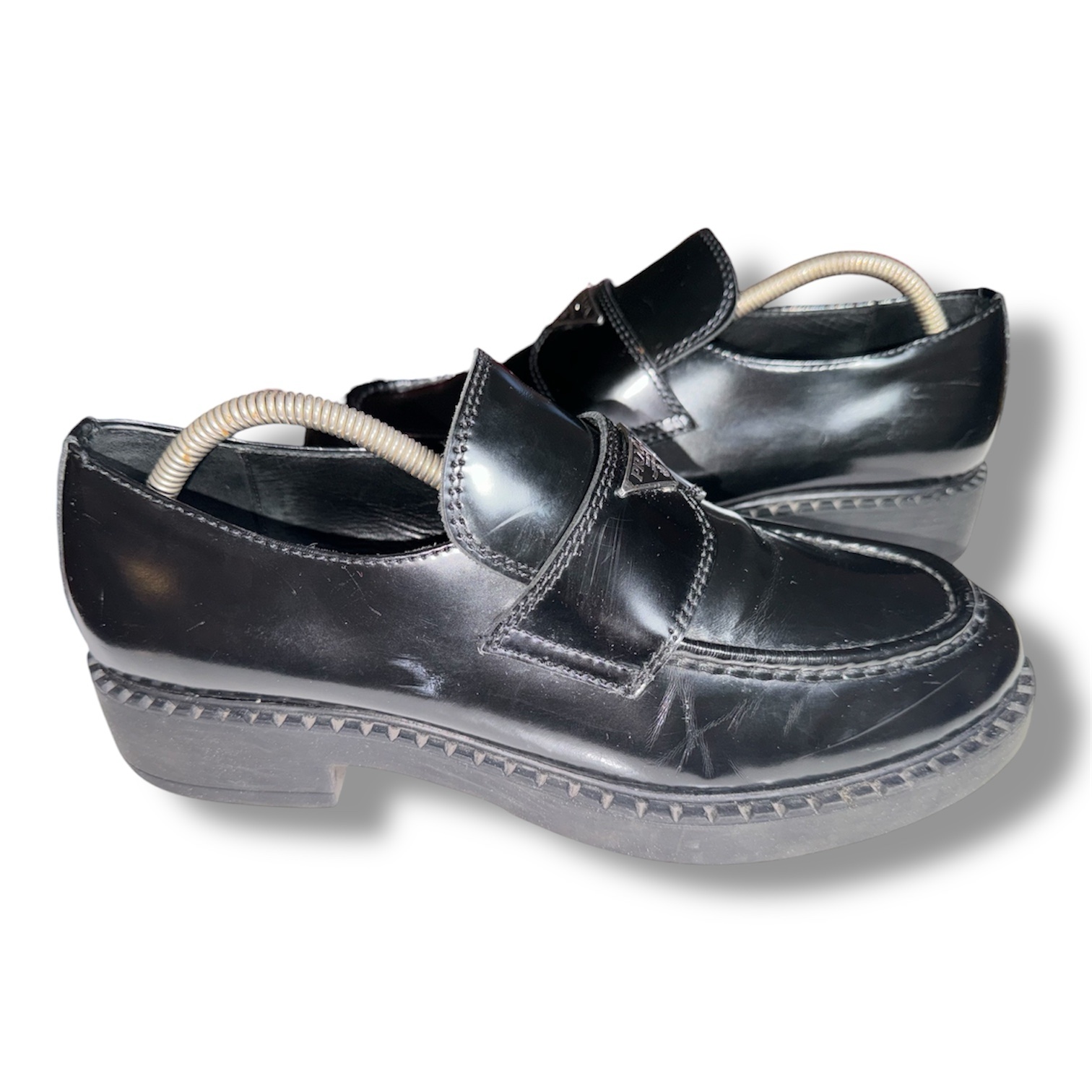 Prada 2DE127 Loafers Black Leather Men’s Size 44 EU / US 11 Made in Italy - Image 4