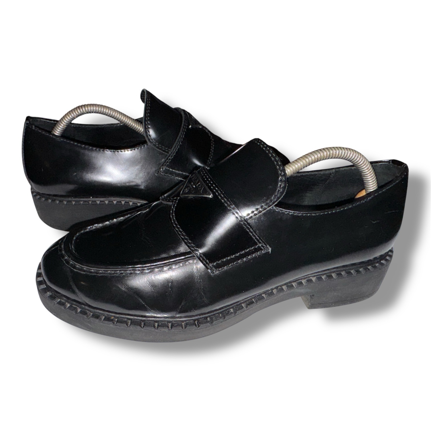 Prada 2DE127 Loafers Black Leather Men’s Size 44 EU / US 11 Made in Italy - Image 3
