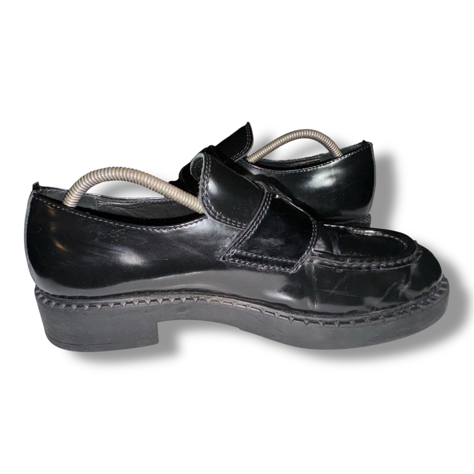 Prada 2DE127 Loafers Black Leather Men’s Size 44 EU / US 11 Made in Italy - Image 6