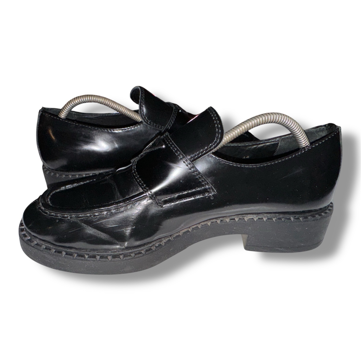 Prada 2DE127 Loafers Black Leather Men’s Size 44 EU / US 11 Made in Italy - Image 5