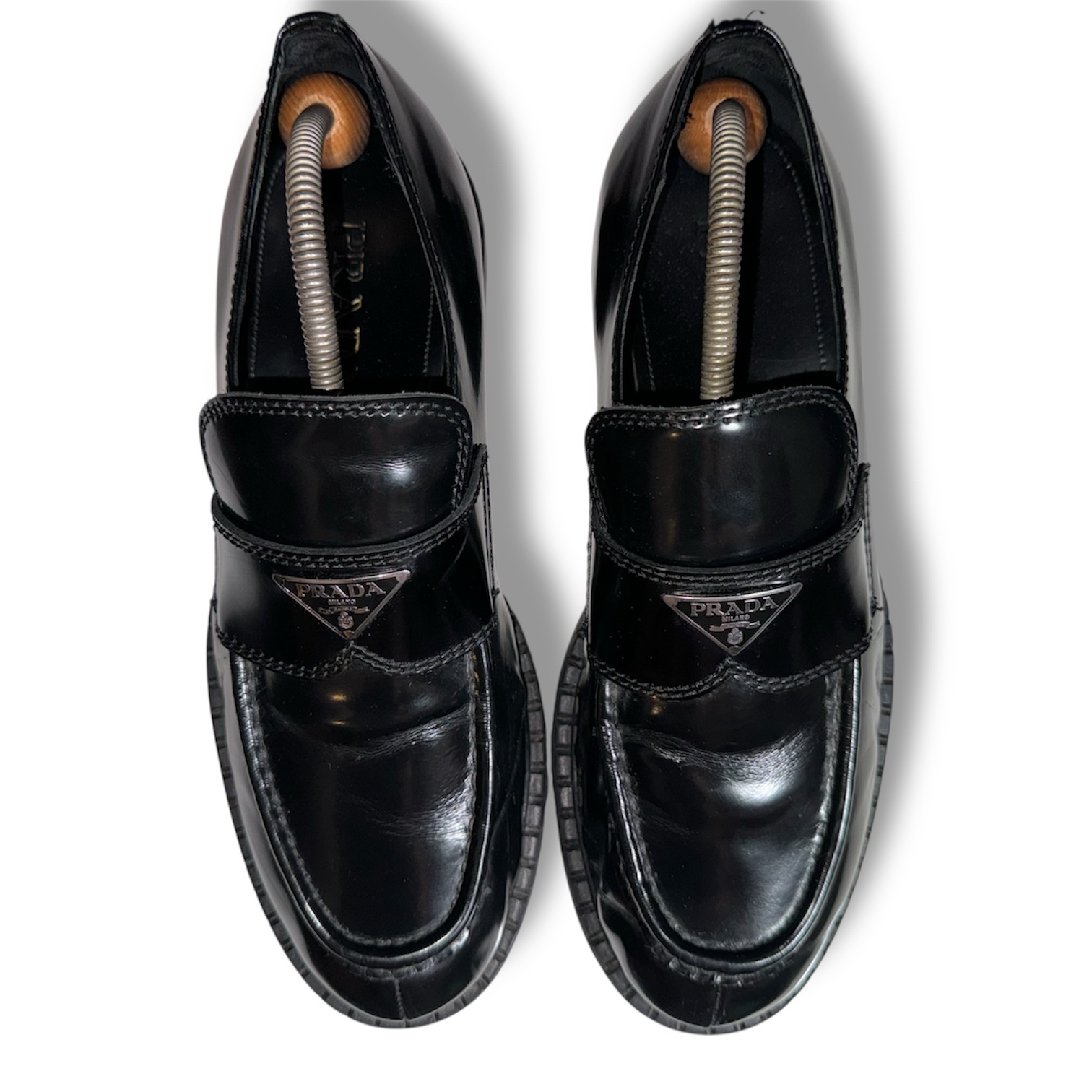 Prada 2DE127 Loafers Black Leather Men’s Size 44 EU / US 11 Made in Italy