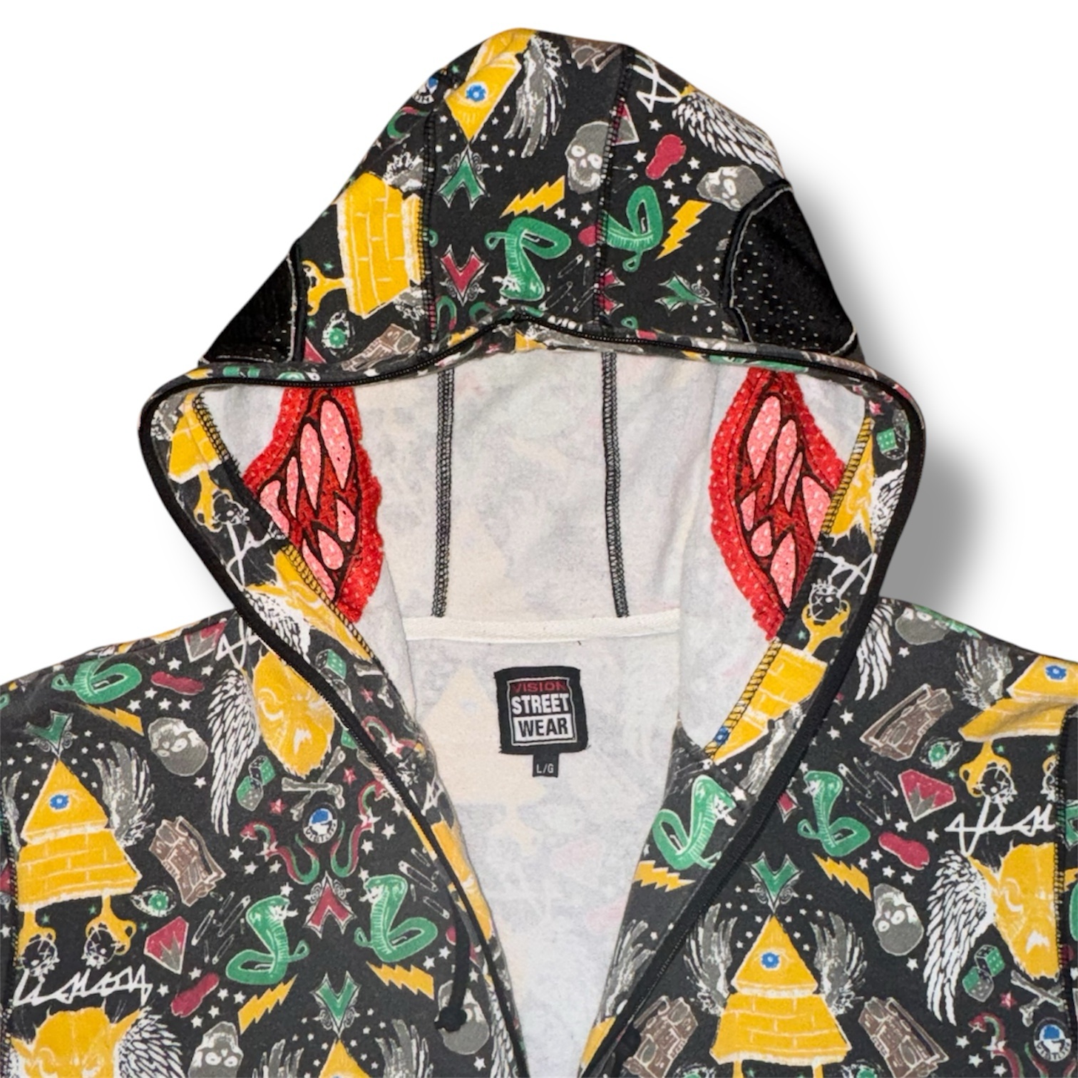 Vision Street Wear Full Zip Up Monster Face Hood Large (volcom Ryan Sheckler) - Image 3