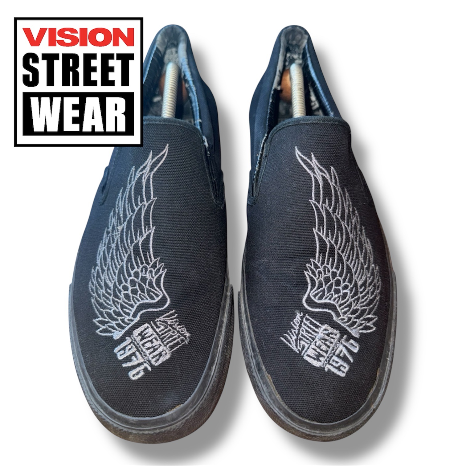 Vision Street Wear Slip On Shoes Men's 11 US Black Canvas Gum Sole