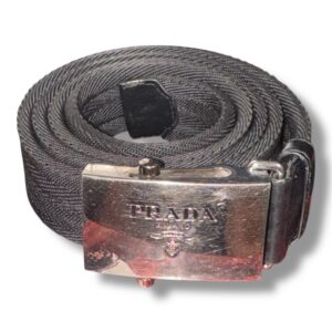Men's Prada Belt (2CN004 1) 105/42 Silver Buckle Sport (45 Inch) Adjustable