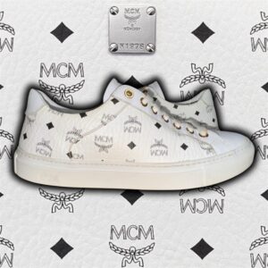 Size 39 MCM Sneakers White Visetos Low Top (Women's US 9, Men's US 7)