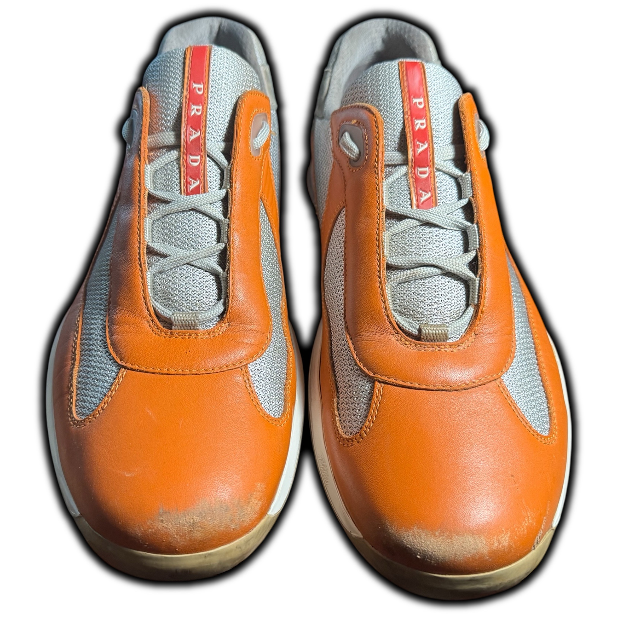 Prada Americas Cup (Men's 12) Leather Sneakers (PS 0906 11) Orange - Image 6