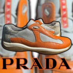 Prada Americas Cup (Men's 12) Leather Sneakers (PS 0906 11) Orange
