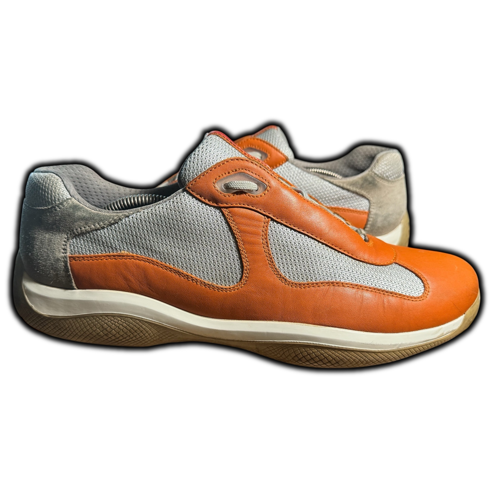 Prada Americas Cup (Men's 12) Leather Sneakers (PS 0906 11) Orange - Image 2