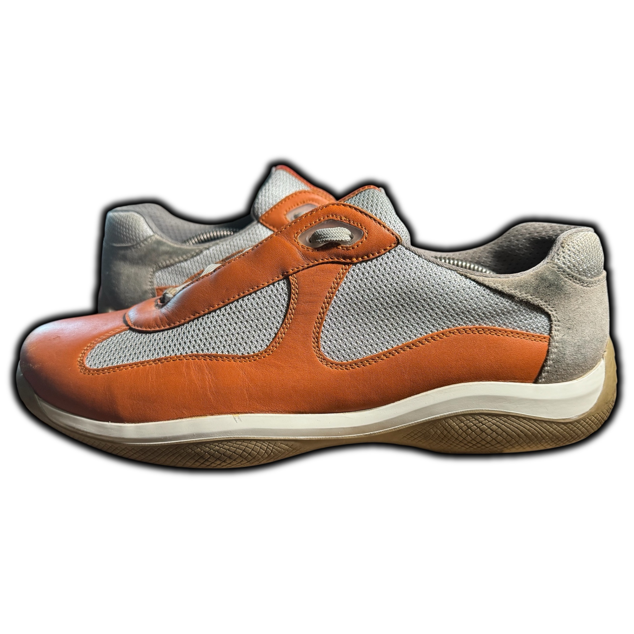 Prada Americas Cup (Men's 12) Leather Sneakers (PS 0906 11) Orange - Image 3