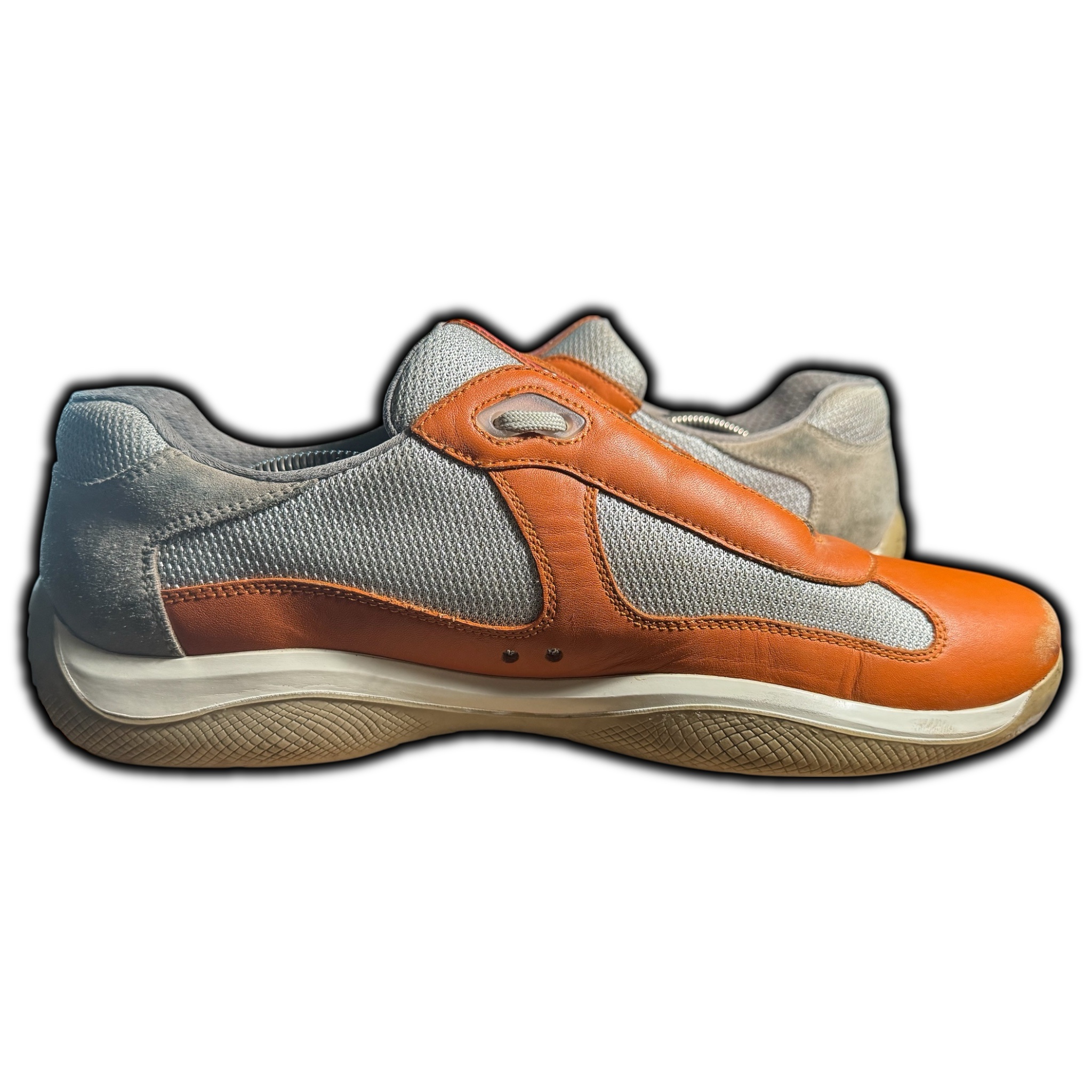 Prada Americas Cup (Men's 12) Leather Sneakers (PS 0906 11) Orange - Image 4