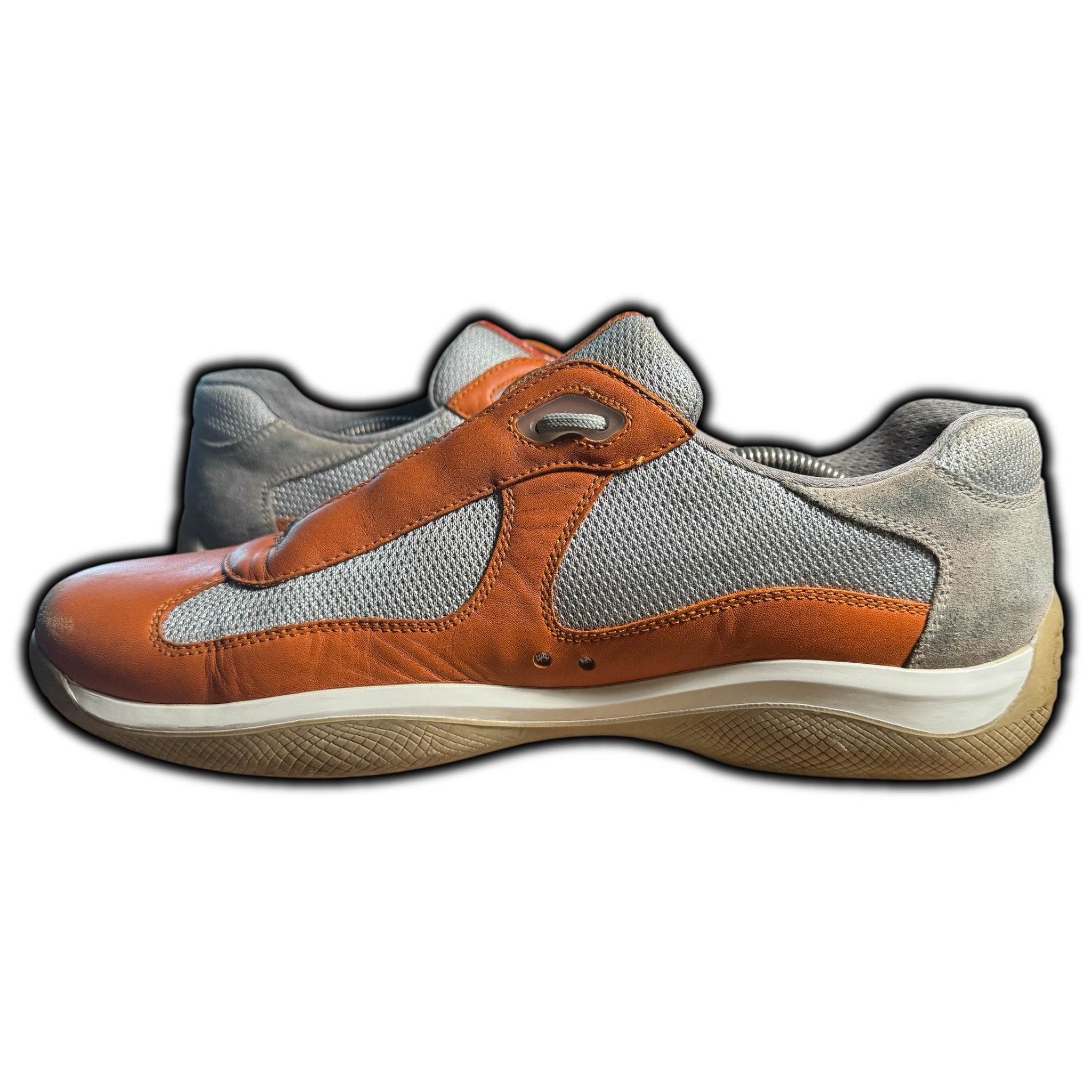 Prada Americas Cup (Men's 12) Leather Sneakers (PS 0906 11) Orange - Image 5