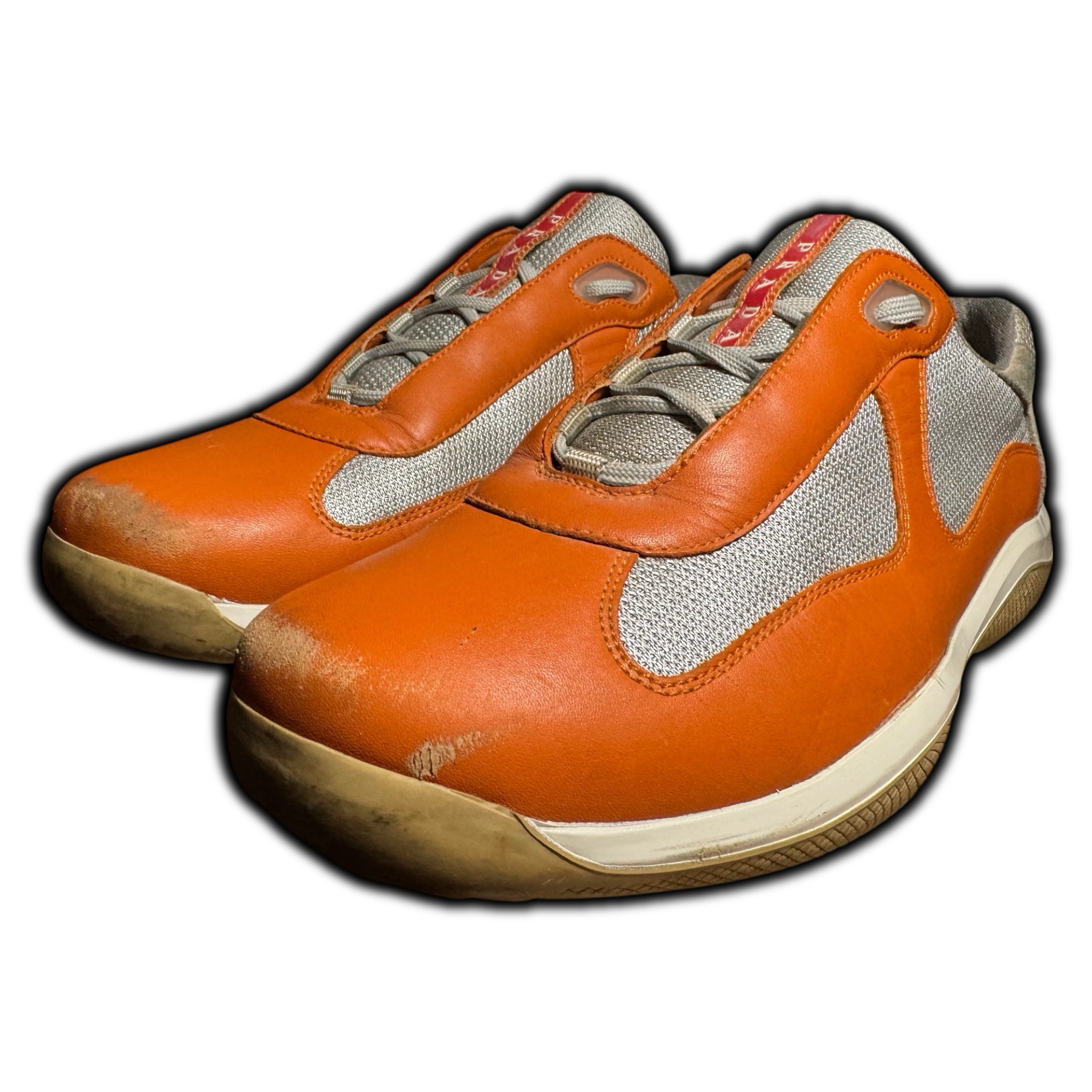 Prada Americas Cup (Men's 12) Leather Sneakers (PS 0906 11) Orange - Image 9