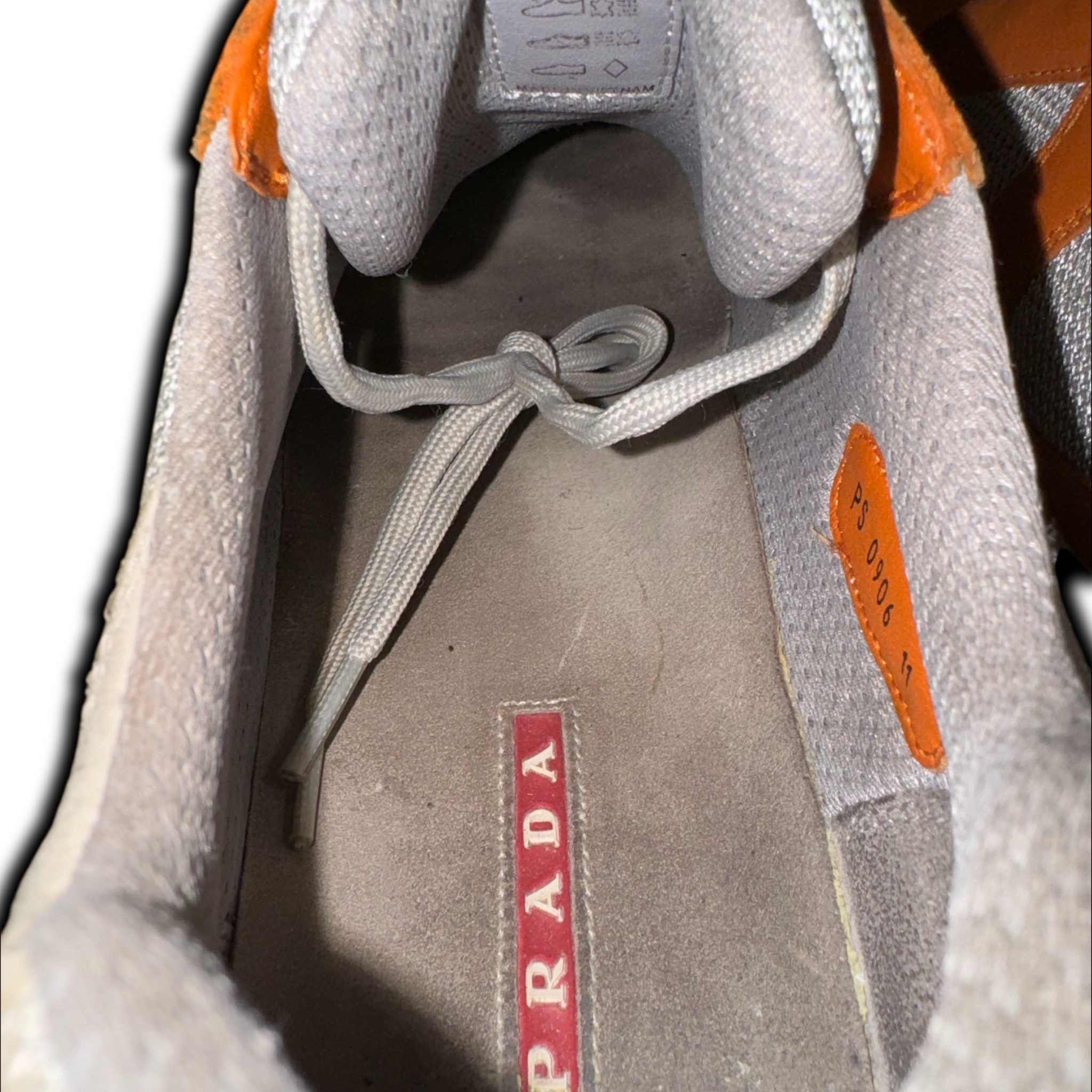 Prada Americas Cup (Men's 12) Leather Sneakers (PS 0906 11) Orange - Image 14